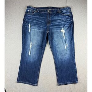 Jennifer Lopez Womens Capri Jeans 24W Blue Medium Wash Distressed 5-Pocket